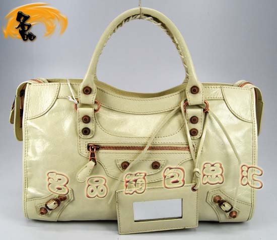 084332C Balenciaga單肩包 巴黎世家手提包 進口牛皮經典時尚女包 機車包 米白色