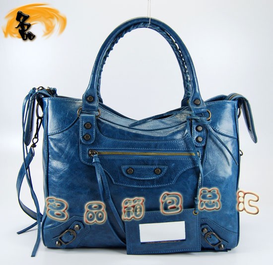 084616 Balenciaga機(jī)車包 巴黎世家單肩包 進(jìn)口牛皮經(jīng)典時(shí)尚女包 寶藍(lán)色