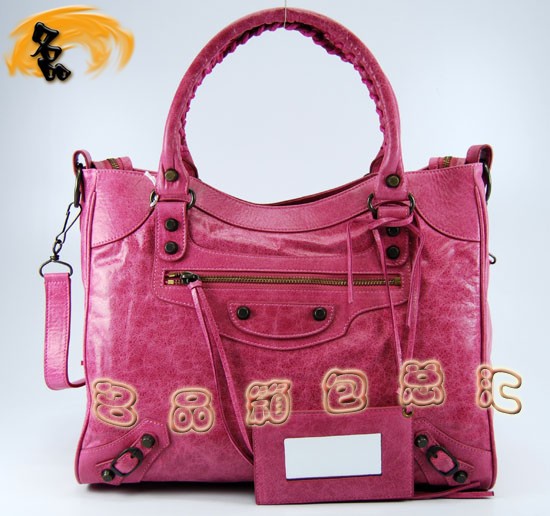 084616 Balenciaga機車包 巴黎世家單肩包 進口牛皮經(jīng)典時尚女包 粉紅色