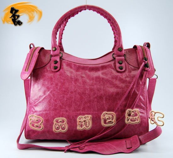 084616 Balenciaga機車包 巴黎世家單肩包 進口牛皮經(jīng)典時尚女包 粉紅色