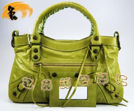 103208 Balenciaga單肩包 巴黎世家機(jī)車(chē)包 進(jìn)口油皮時(shí)尚女包 手提包 淺綠色