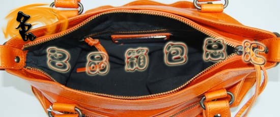 103208 巴黎世家機車包 Balenciaga單肩包 進口油皮時尚女包 手提包 橙色