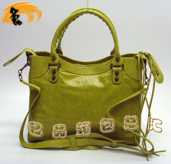 084616 Balenciaga機車包 巴黎世家單肩包 進口牛皮經典時尚女包 手提包 淺綠色