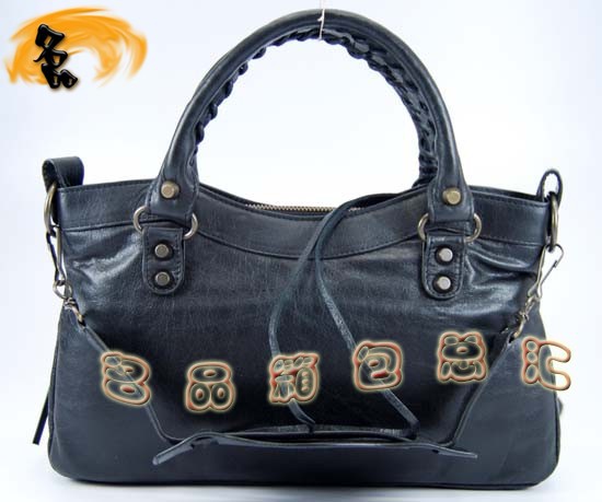 103208 Balenciaga單肩包 巴黎世家機車包 進口油皮時尚女包 手提包 黑色