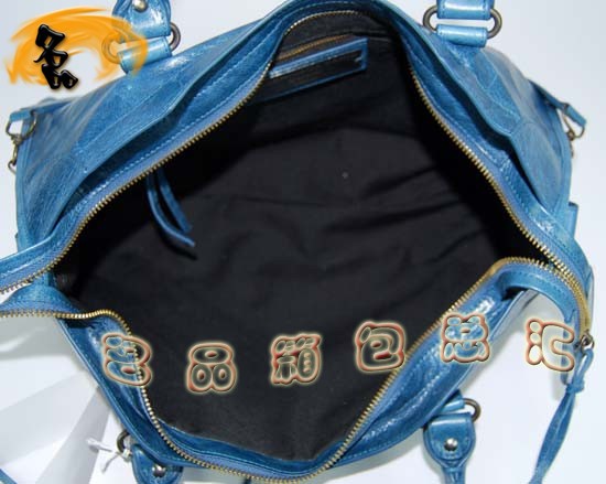 115748S 巴黎世家機(jī)車包 Balenciaga單肩包 進(jìn)口油皮時(shí)尚女包 手提包 寶藍(lán)色