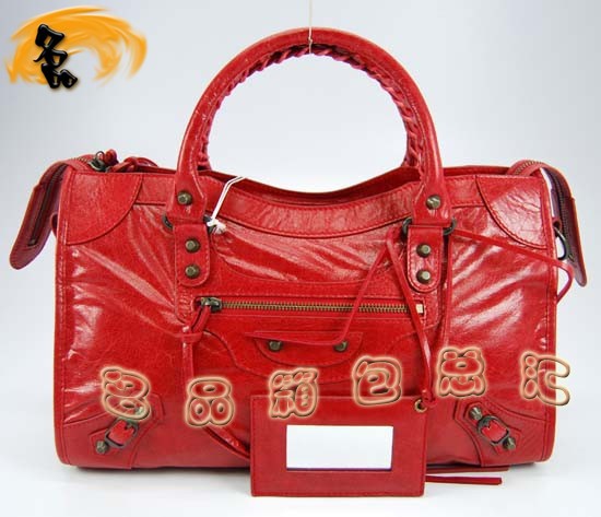 115748S 巴黎世家機車包 Balenciaga單肩包 進口油皮時尚女包 手提包 大紅色