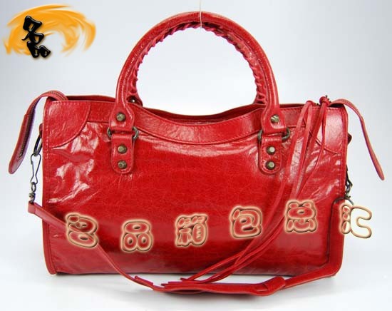 115748S 巴黎世家機車包 Balenciaga單肩包 進口油皮時尚女包 手提包 大紅色