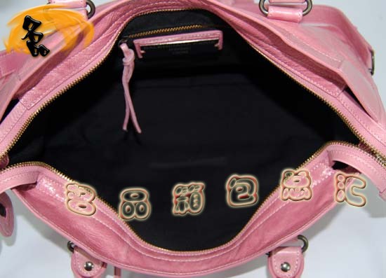 115748S 巴黎世家機(jī)車包 進(jìn)口油皮時(shí)尚女包 Balenciaga單肩包 手提包 淺粉紅色