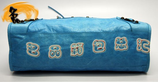 115748S 巴黎世家單肩包 Balenciaga機車包 進口油皮經(jīng)典款女包 手提包 天藍色