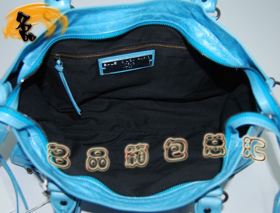 115748S 巴黎世家單肩包 Balenciaga機車包 進口油皮經(jīng)典款女包 手提包 天藍色