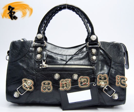 173082A Balenciaga單肩包 巴黎世家手提包 進口牛皮經典時尚女包 機車包 黑色