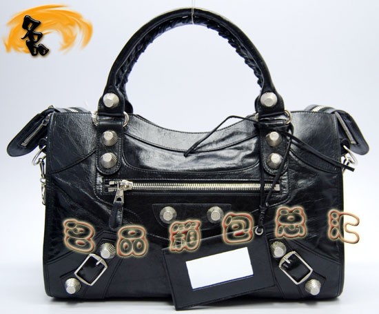 173084A Balenciaga手提包 巴黎世家單肩包 進(jìn)口牛皮經(jīng)典時(shí)尚女包 機(jī)車包 黑色
