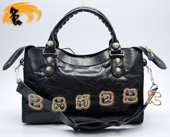 173084A Balenciaga手提包 巴黎世家單肩包 進(jìn)口牛皮經(jīng)典時(shí)尚女包 機(jī)車包 黑色