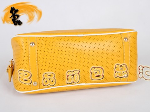 BR0652 Prada休閑包 新款時尚休閑包 網孔真皮女包 普拉達手提包 黃色