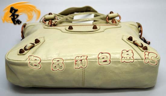 240557C 巴黎世家單肩包 Balenciaga機(jī)車包 進(jìn)口油皮時(shí)尚女包 手提包 米白色