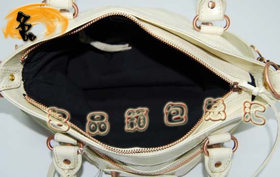 240557C 巴黎世家單肩包 Balenciaga機(jī)車包 進(jìn)口油皮時(shí)尚女包 手提包 米白色