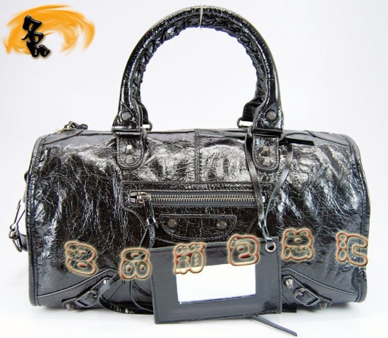 421423 巴黎世家單肩包 進(jìn)口油皮時(shí)尚女包 Balenciaga手提包 機(jī)車包 黑色