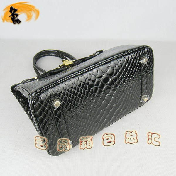 6088 愛馬仕女包 Hermes手提包 Hermes Birkin 鉑金包 魚紋(30) 黑色金扣