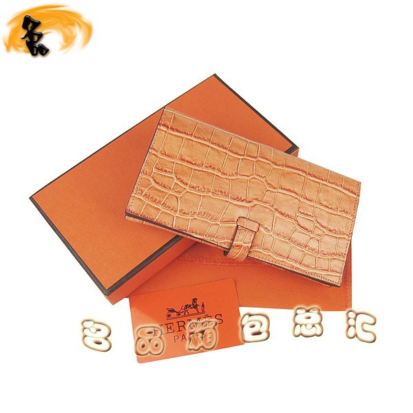 H005 Hermes錢(qián)包 愛(ài)馬仕經(jīng)典H扣兩折錢(qián)包 Hermes長(zhǎng)款錢(qián)包 鱷魚(yú)紋女士錢(qián)夾 橙色