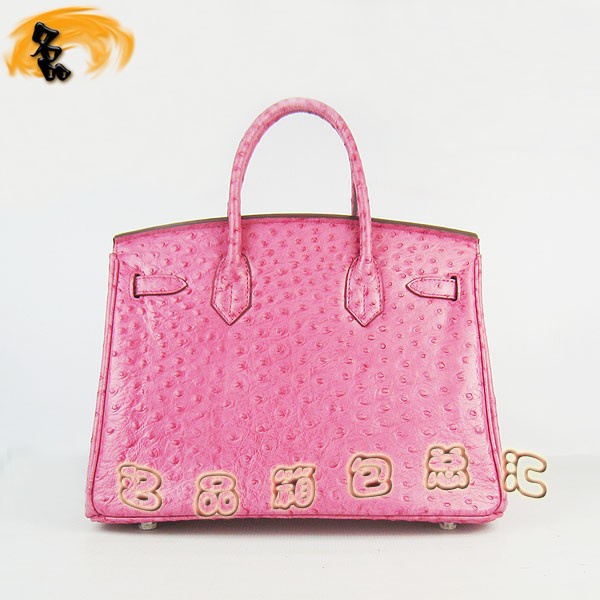 6088 愛馬仕女包 Hermes手提包 Hermes Birkin 鉑金包 鴕鳥紋(30) 玫紅色銀扣