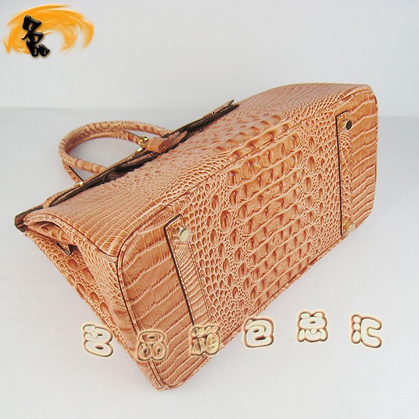 6089 愛馬仕女包 Hermes手提包 Hermes Birkin 鉑金包 鱷魚頭紋(35) 橙色金扣