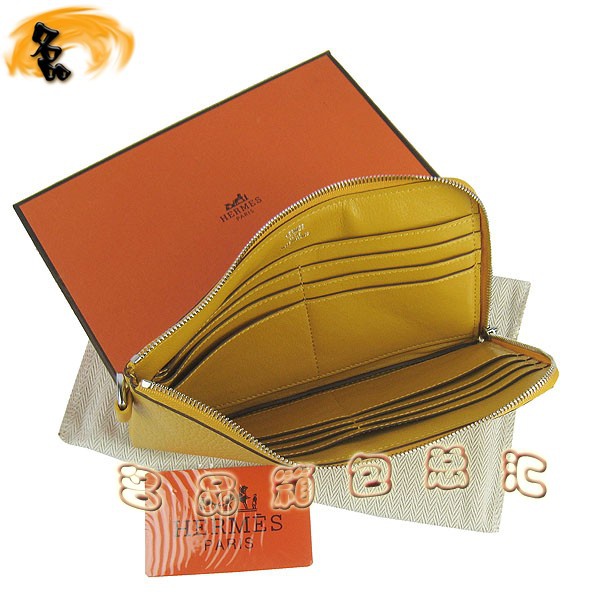 H010 Hermes錢(qián)包 愛(ài)馬仕最新款女士長(zhǎng)款錢(qián)夾 Hermes卡包 荔枝紋錢(qián)包 黃色