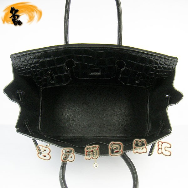 6089 Hermes手提包 愛馬仕女包 Hermes Birkin 鉑金包 鱷魚紋(35) 黑色金扣