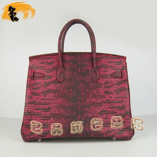 6089 Hermes Birkin 鉑金包 愛馬仕女包 Hermes手提包 蜥蜴紋(35) 紅色銀扣