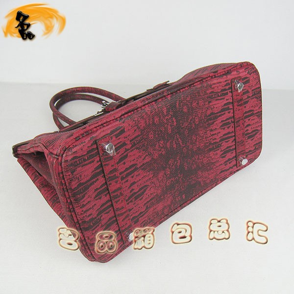 6089 Hermes Birkin 鉑金包 愛馬仕女包 Hermes手提包 蜥蜴紋(35) 紅色銀扣