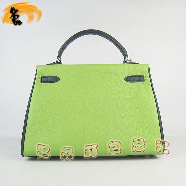 6108 凱莉包 Hermes女包 手提包 愛馬仕斜挎包 Hermes Kelly Bag 配色荔枝紋 黃藍綠色銀扣