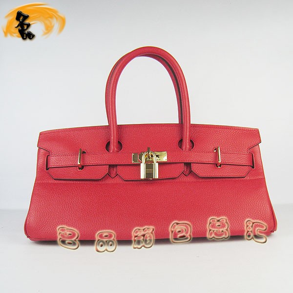 6109 Hermes經(jīng)典 Birkin 鉑金包 Hermes時(shí)尚休閑女士 手提包 荔枝紋 42 紅色金扣
