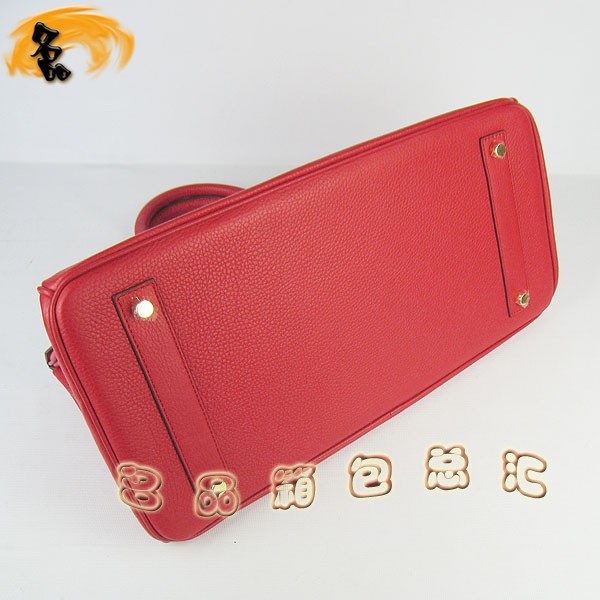 6109 Hermes經(jīng)典 Birkin 鉑金包 Hermes時(shí)尚休閑女士 手提包 荔枝紋 42 紅色金扣