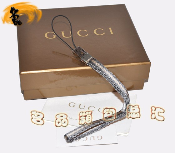07168R Gucci手機掛飾 Gucci飾品 Gucci手機鏈 古奇最新款掛件 織帶 灰配白色