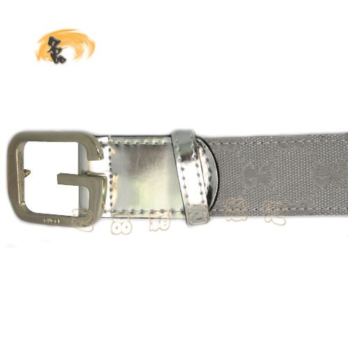 162932 Gucci皮帶 Gucci經(jīng)典雙G帆布男士皮帶 古奇皮帶 Gucci腰帶 銀色