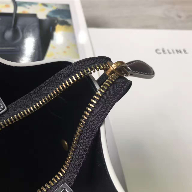 2017賽琳 celine笑臉包 囧臉包真皮女包 頭層牛皮 翅膀手提包 黑色