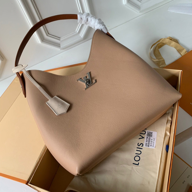 M44330 LV LOCKME HOBO 手袋 LV旋扣小牛皮女包 LV單肩手提包 米黃色