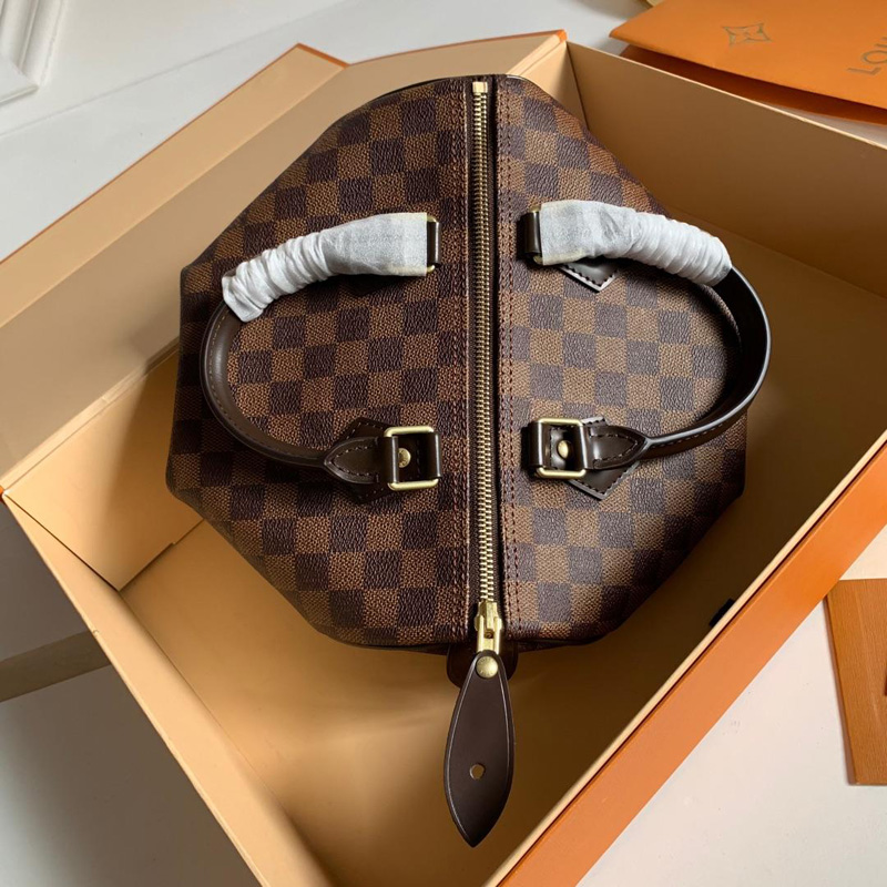 N41365 LV SPEEDY 25 手袋 Damier 帆布咖啡格女包 LV枕頭包
