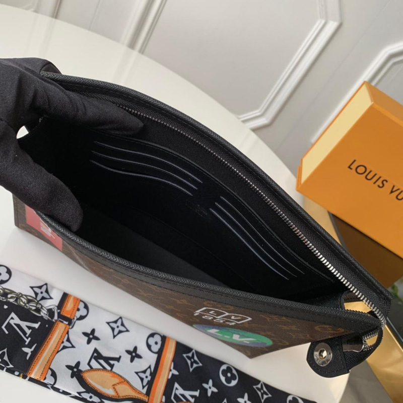 M61692 LV LV Pochette Voyage 中號手袋 1854老花地球絲印 LV手包