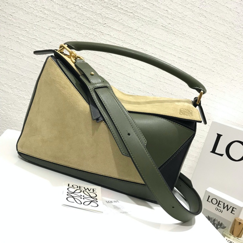 322 LOEWE羅意威 Puzzle Bag 中號羅意威幾何包 綠色拼色