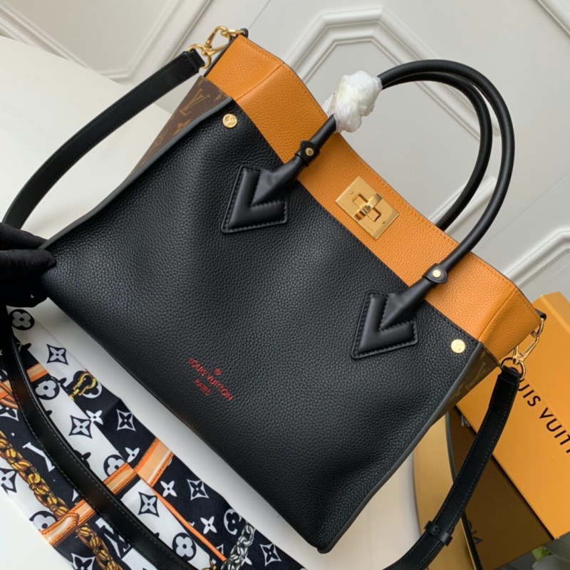 M53823 LV ON MY SIDE 手袋 撞色帆布手提單肩斜挎包 黑色