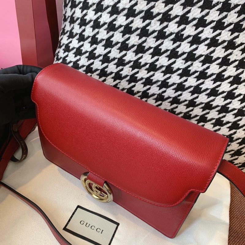 596478 Gucci 2019秋冬絲巾中號牛皮革肩背包 古馳單肩斜挎包 紅色