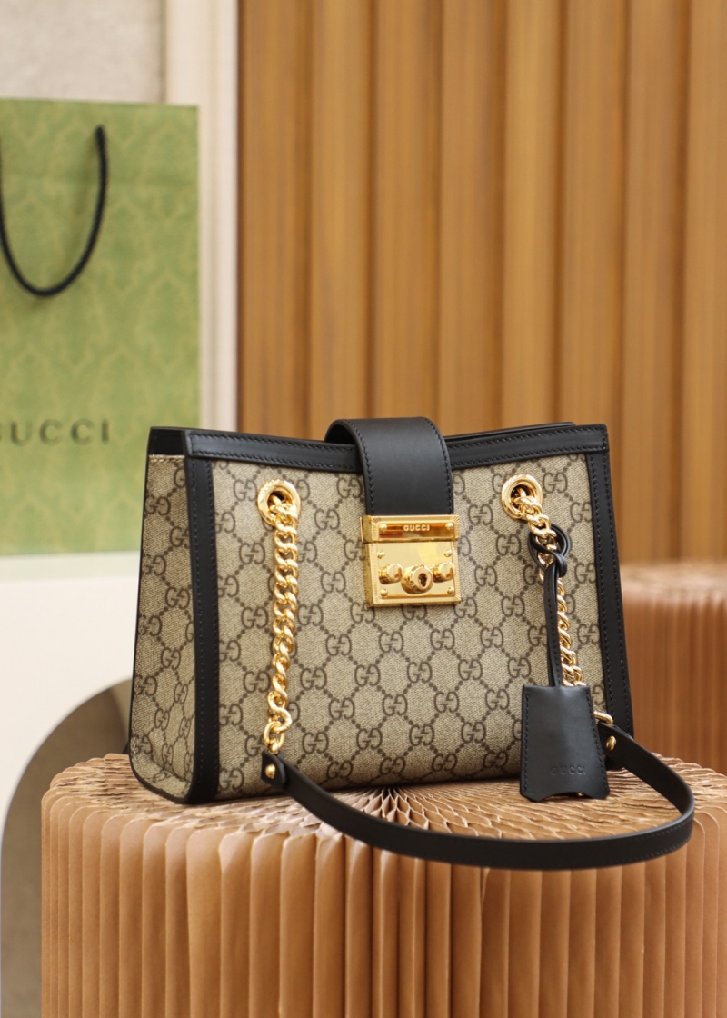 498156 Gucci Padlock系列小號GG肩背包 黑色皮邊