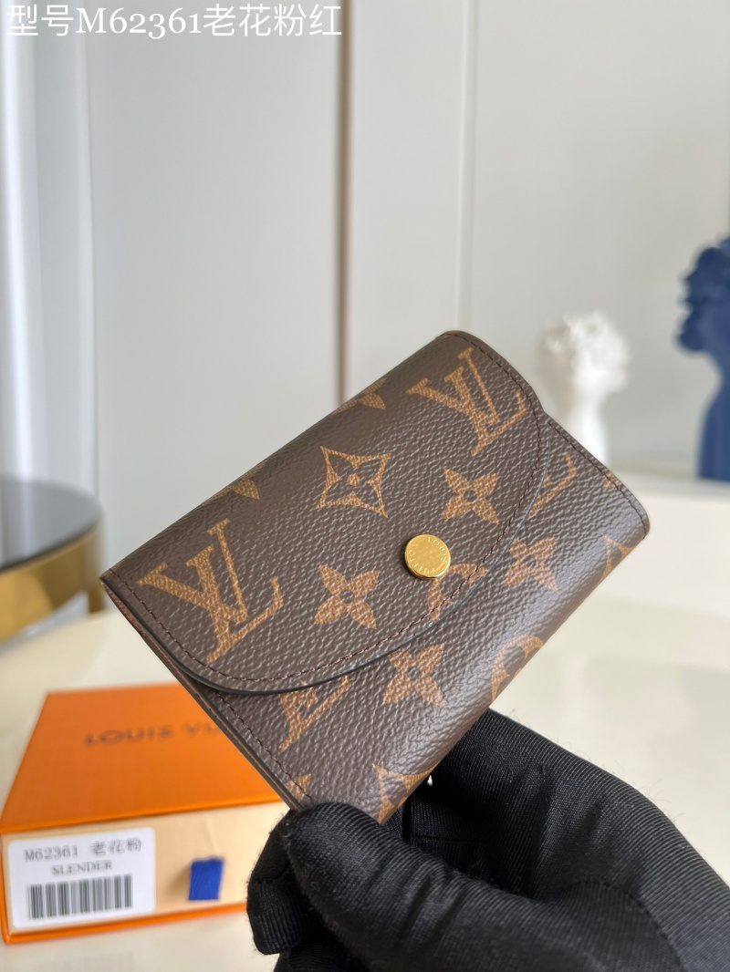M62361 LV ROSALIE 零錢包 Monogram 帆布短夾 LV豆豆錢包 粉色