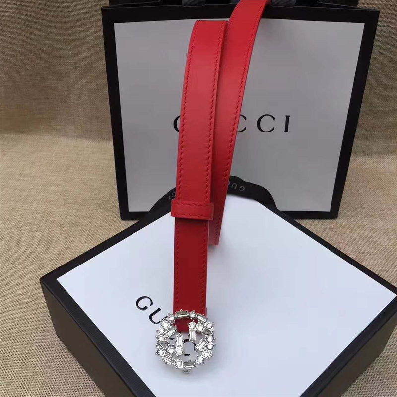 Gucci原版 牛皮搭配原單水晶 雙G扣頭 彰顯超凡品味 頂級精品