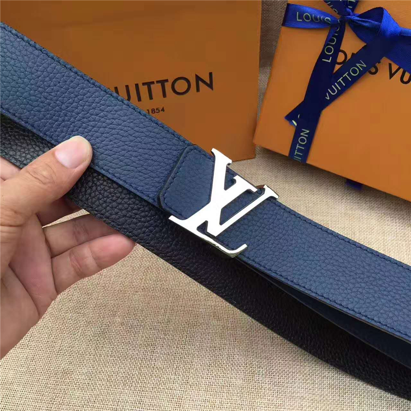 LV皮帶 原單品質 專柜新包裝 進口牛皮 手工縫線 雙面可用 藏藍色