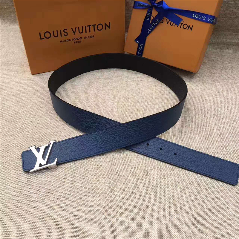 LV皮帶 原單品質 專柜新包裝 進口牛皮 手工縫線 雙面可用 藏藍色