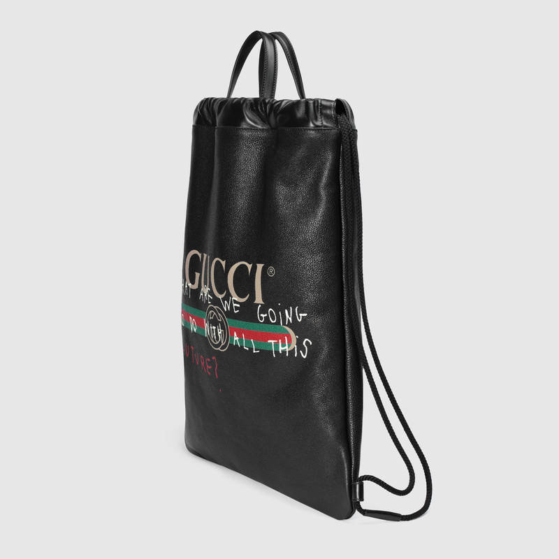 494053 GUCCI 古馳 Coco Capitán印花 真皮雙提手 雙肩手提包兩用 黑色