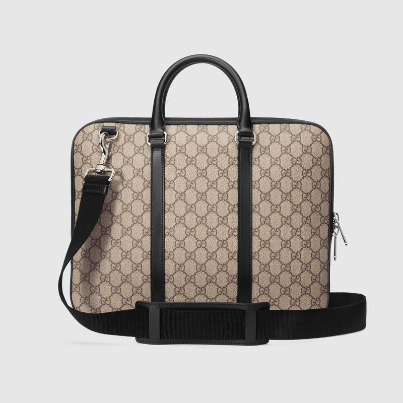 473888 GUCCI GG Supreme高級人造帆布 公文包 烏木色