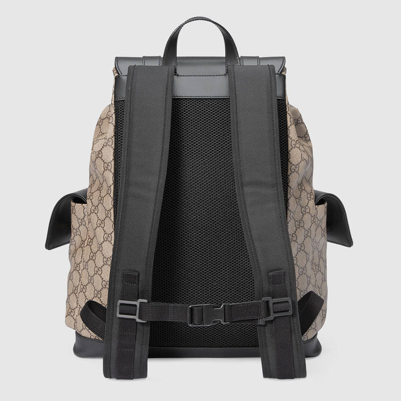 450958 GUCCI GG Supreme柔軟高級人造帆布 側邊袋 雙肩包 烏木色