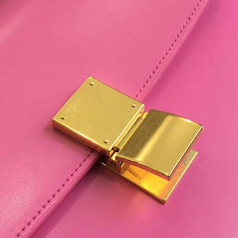 賽琳Celine box女包 賽琳豆腐包 Celine CLASSIC中號 單肩斜挎包 玫紅色